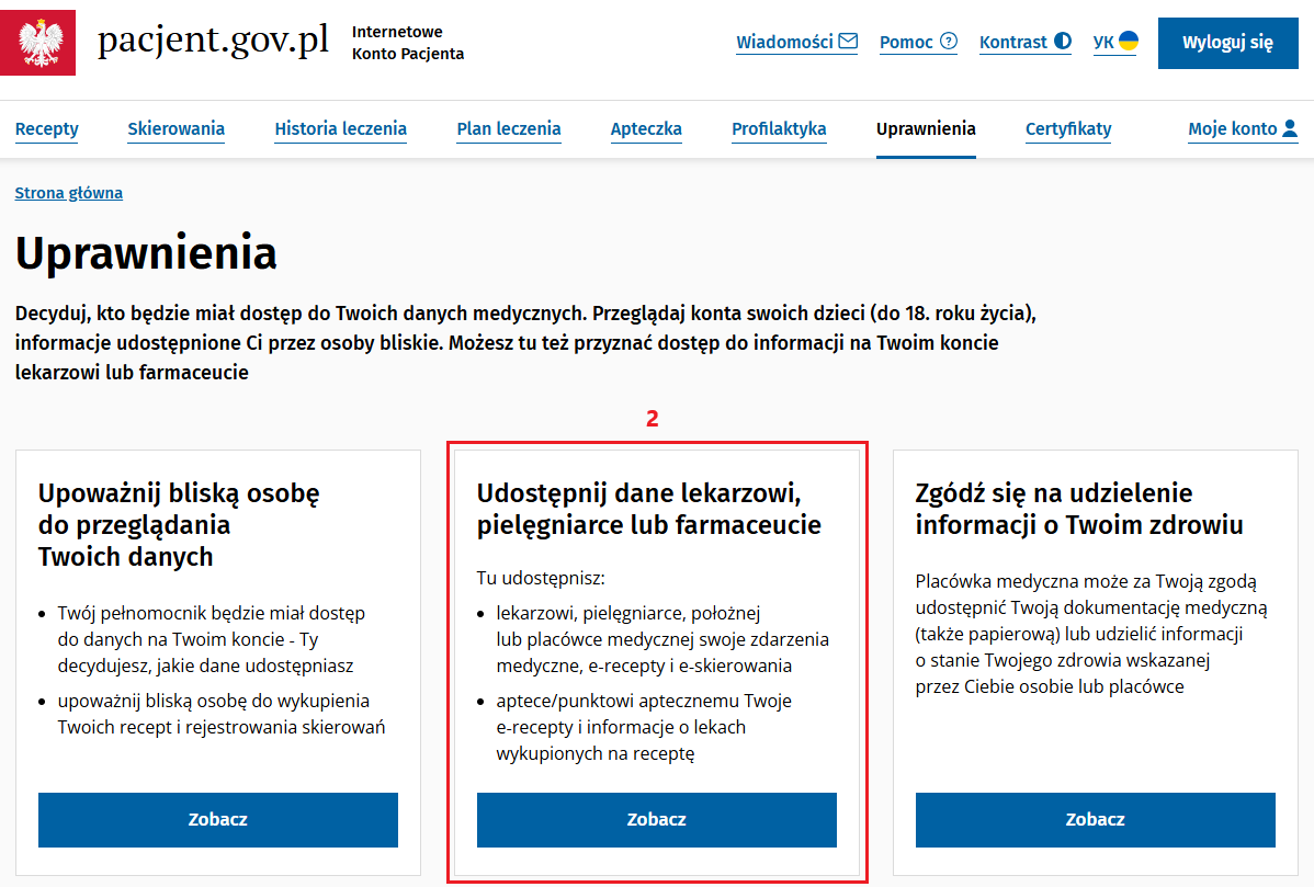 IKP – kafelek udostępniania danych